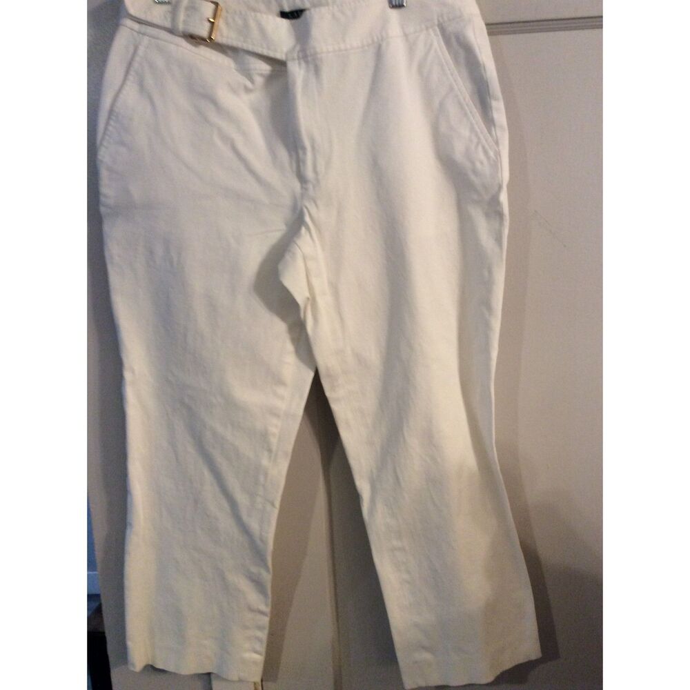 Lauren Ralph Lauren White Size 12 Capris Cotton Blend Women's